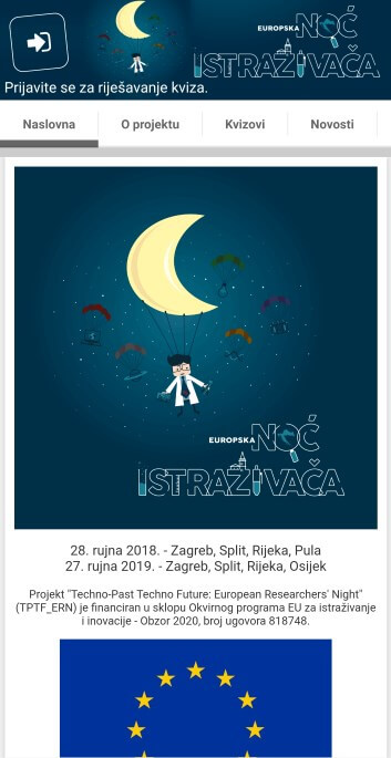iPhone i Android aplikacija Europska Noć Istraživača
