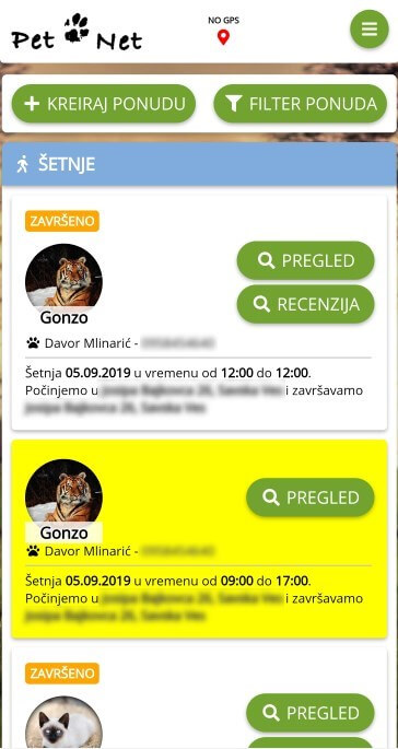 iPhone i Android aplikacija PetNet