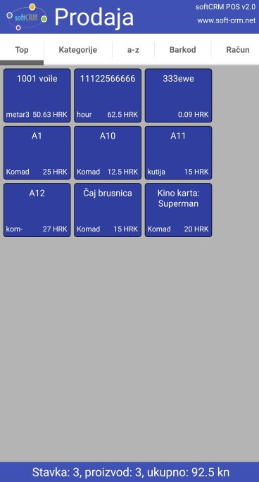 Android mobilna aplikacija softCRM maloprodajna kasa